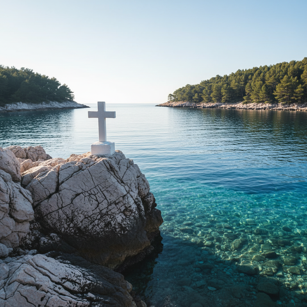 Skrivnost belega križa: Kaj se v resnici skriva na obali?